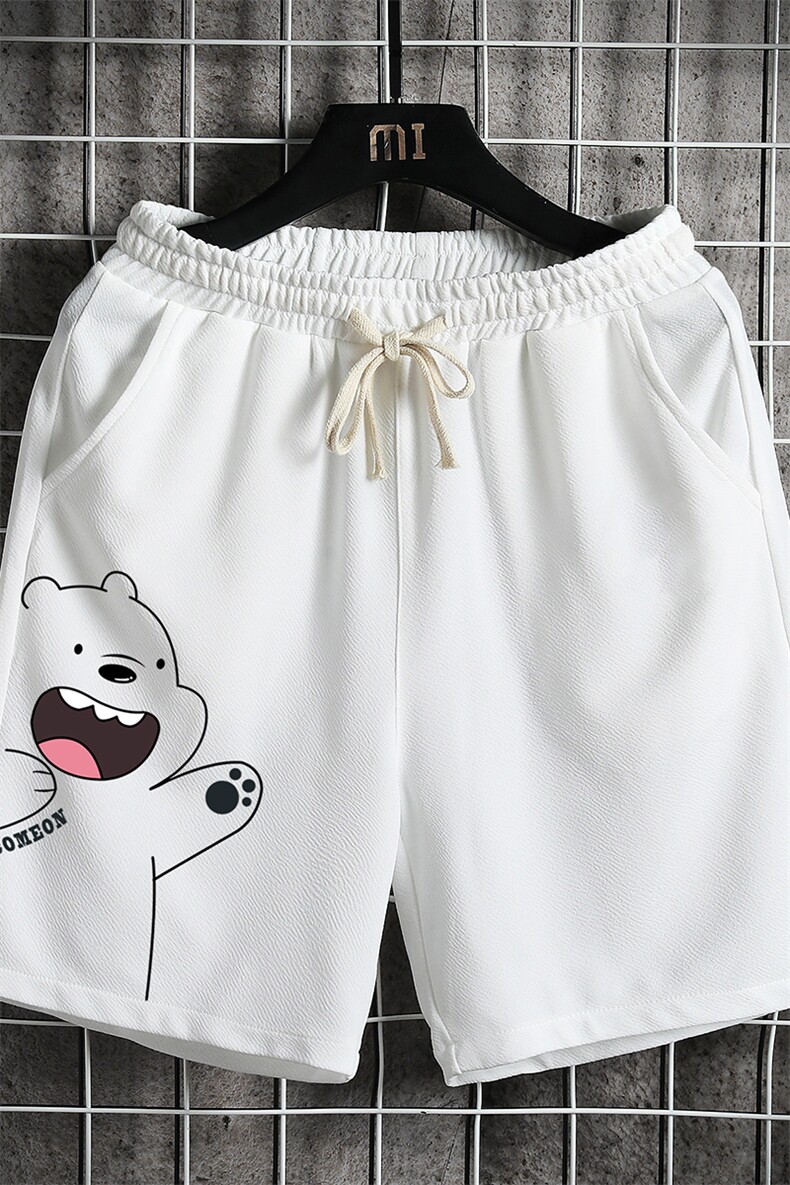 MK37131-P15冰丝短裤男士大码宽松休闲五分裤男运动中裤网格,男装休闲裤,电商A040A