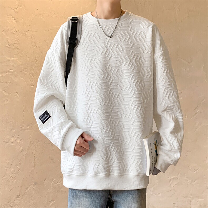 2025春季新款肌理感提花贴标圆领卫衣男高级感宽松上衣W5033-P45,男装卫衣,电商A001-1