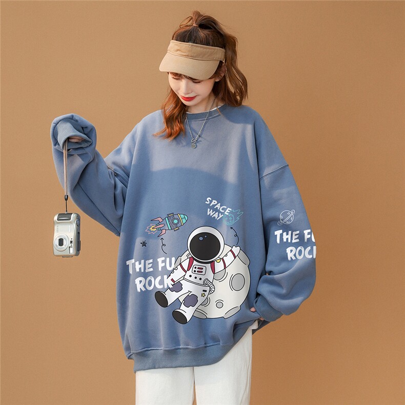 春装衔接新款百搭潮流韩版小众太空人宽松圆领卫衣W149P30控48,男装卫衣,A247A