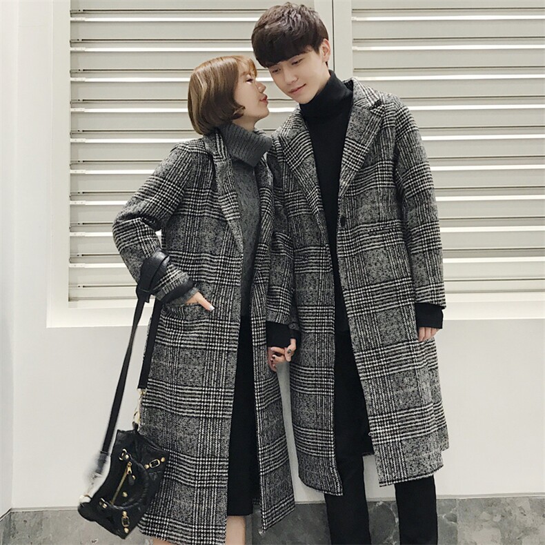 秋装~现货情侣装毛呢大衣中长款千鸟格子风衣外套-DY01P120，男装风衣，星座716A-1（原星座815）
