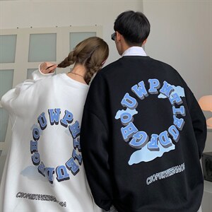 情侣装秋装 字母印花新款情侣卫衣女宽松百搭外套 G941 P38 男类图片