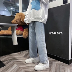 牛仔裤男韩版潮流春季潮牌高街ins宽松直筒阔腿拖地裤NK331-P45，男装牛仔裤，星座1008-1