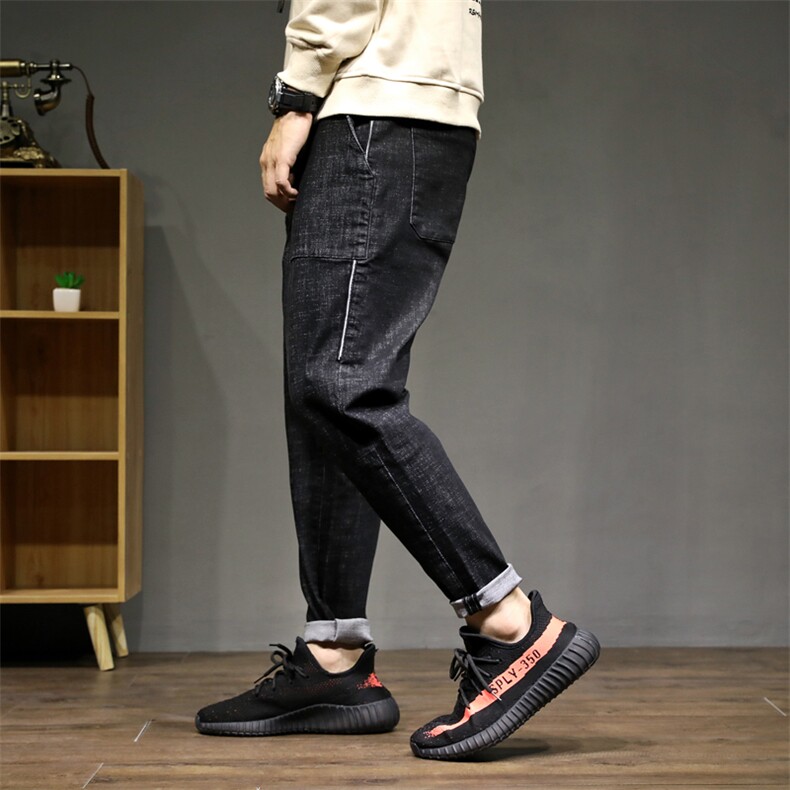 5063-7311秋冬日系宽松基本款牛仔裤加肥加大图片