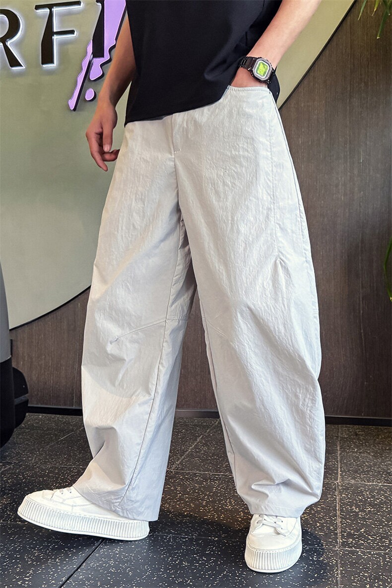 K20513-P68春夏新款纯色宽松高级感弯刀休闲裤男高街阔腿速干裤,男装休闲裤,电商A368