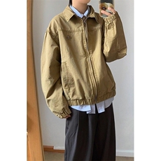 新款做旧水洗工装夹克男女春秋美式休闲翻领外套情侣FJK810，男装夹克，星座208-5