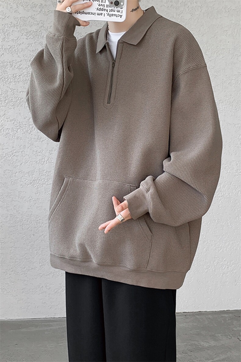 8XL-M半拉链卫衣男日系复古翻领休闲百搭外套大码上衣服WY003P50,男装卫衣,电商B312