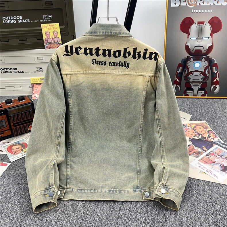 春秋工装夹克外套男宽松美式潮牌ins字母秋季流行牛仔衣A049/P62,男装工装外套,星座506B