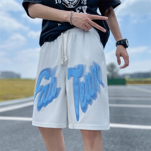 华夫格短裤男运动美式发泡宽松休闲五分中裤HDK234-P25K控38图片