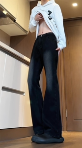 抖音品质现货牛仔裤秋季新款男女同款微喇裤子XZ610A-特P45-控78图片