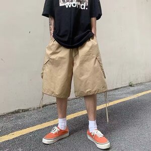 夏季新款美式短裤男潮牌薄款设计感小众宽松大码运动休闲五分裤子图片