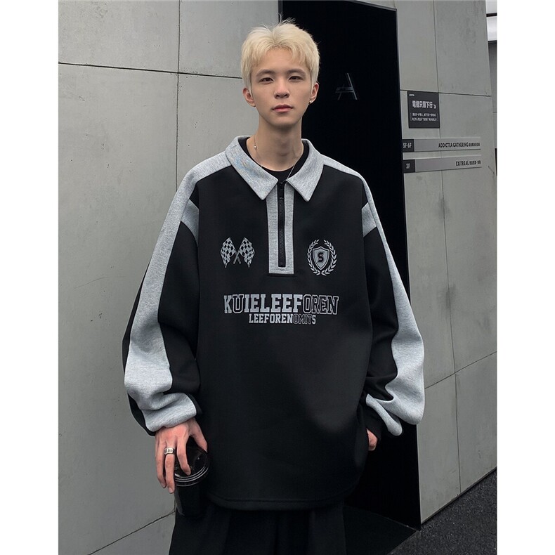 半拉链卫衣男款2025春秋美式潮牌痞帅青少年男装上衣外套W83-P58,女装短外套,电商C307A