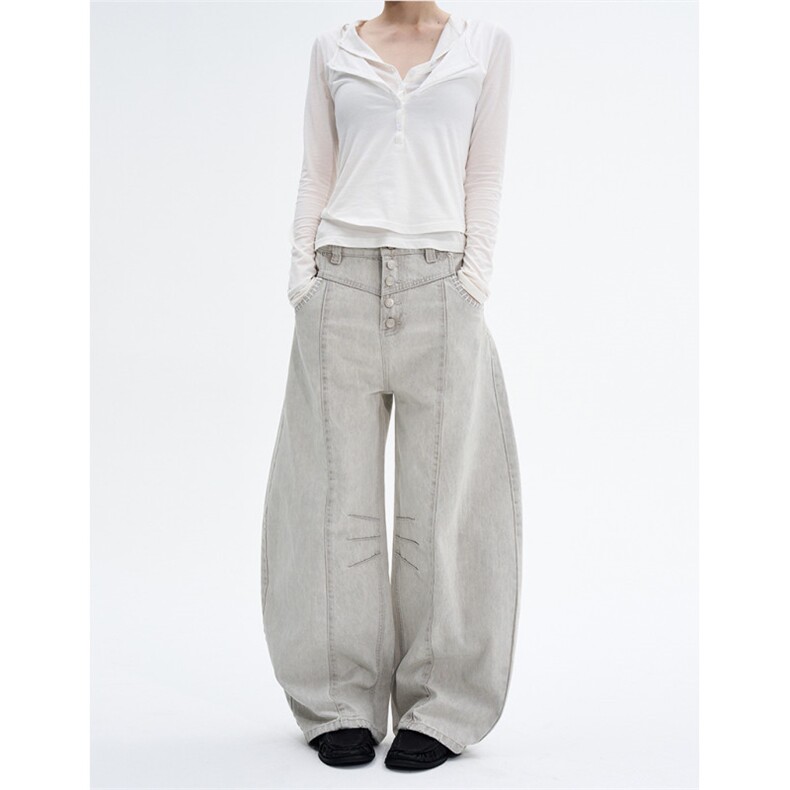 网图221-5/K1234/P55美式慵懒风设计感小众褶皱水洗直筒牛仔裤，男装牛仔裤，星座221-5