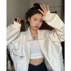 美式复古高街皮衣机车服外套女春秋宽松设计感夹克上衣潮，男装皮衣，星座1210-1