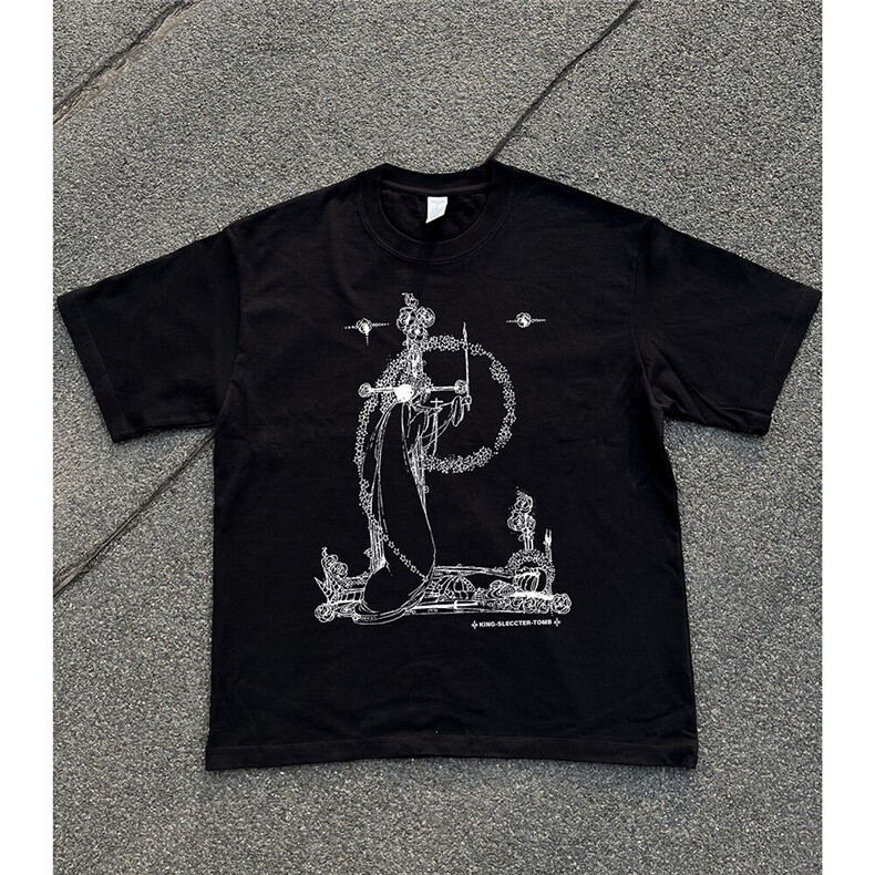 亚瑟王之死美式抽象宽松短袖T恤衫D328-T25007-P25，男装T恤，电商D328