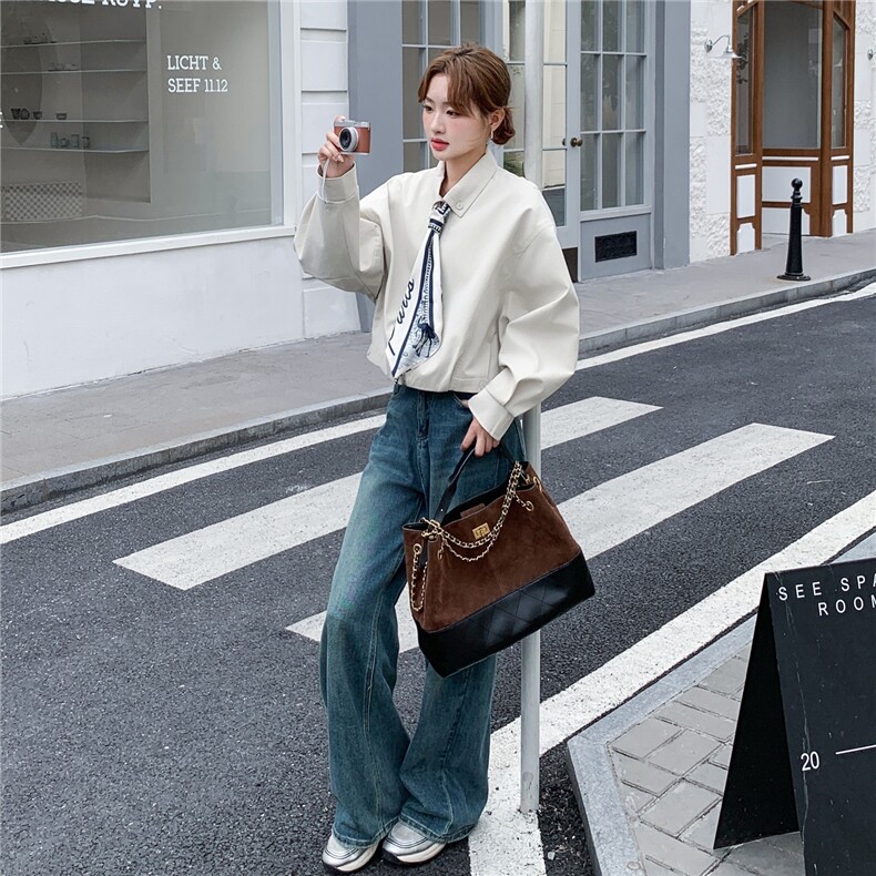 新品！翻领短外套带丝巾2C213-906-P155-K228,女装短外套,2C213