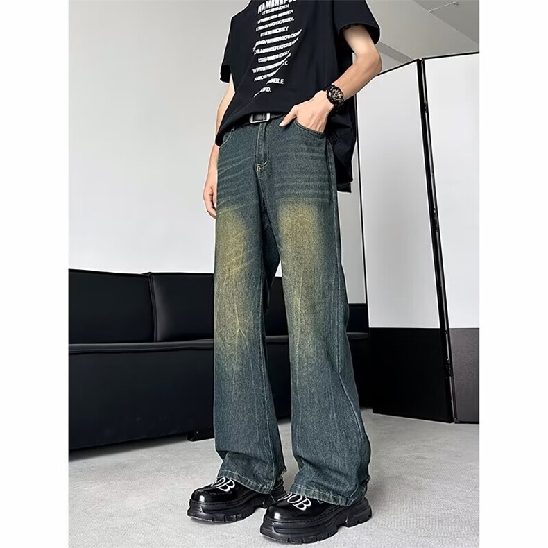 春夏复古牛仔裤男宽松拖地阔腿水洗做旧裤子NH8802,男装牛仔裤,星座1116A-1（原606A）