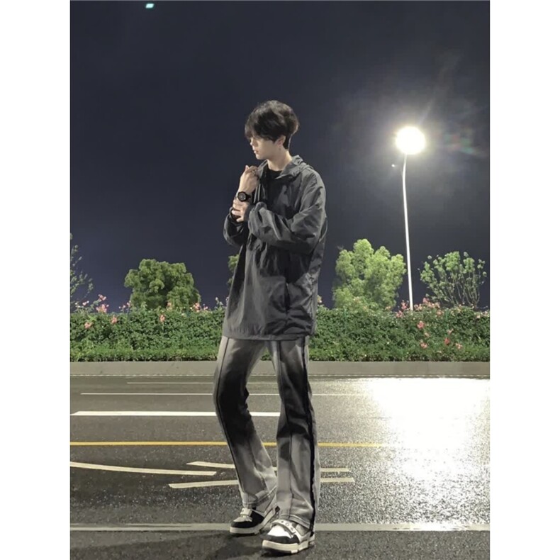春款高级感渐变微喇牛仔裤男高街潮牌直筒宽松阔腿长裤LG9377-P48,男装牛仔裤,星座1008