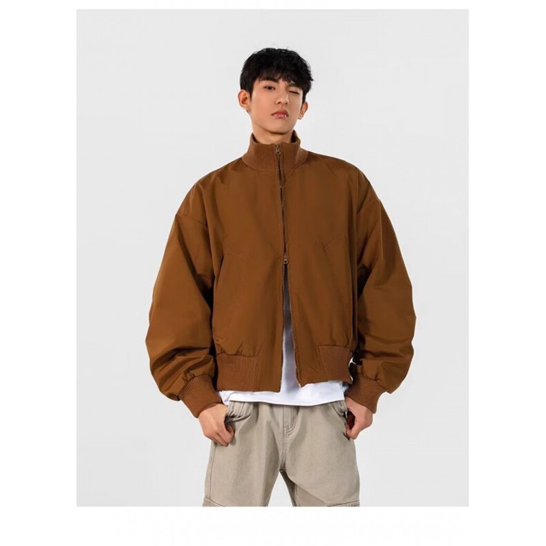 W10576-P60网图现货美式飞行夹克外套cleanfit高级感廓形棒球服,男装夹克,星座1608