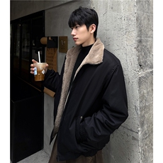 双面穿立领座山雕外套男冬季加绒加厚棉服短款夹棉外套，男装棉衣，电商C307