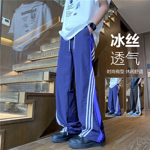 抖音品质运潮流动条纹拼色透气宽松休闲裤B315-K24210-特p35控68图片