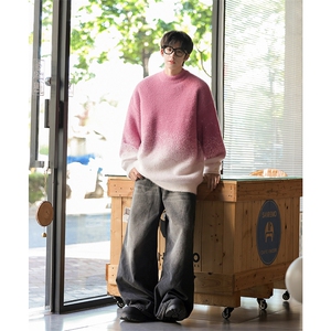 冬季新款 D5588-TP5078 仿貂毛 毛衣休闲宽松渐变针织衫男图片