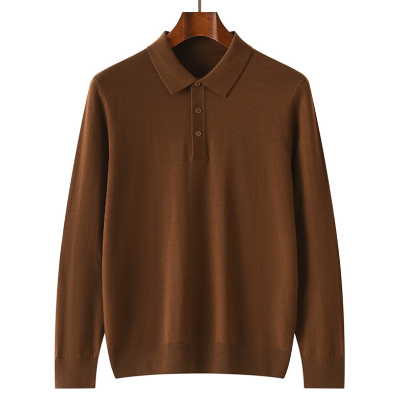 精纺羊毛衫男士POLO领纯色商务针织套头毛衣，男装羊毛衫，昭美纯山羊绒