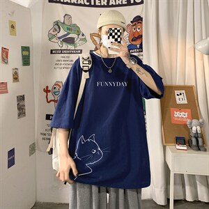 YT26149-P30亚麻短袖t恤男大码五分袖男宽松七分袖海报风,男装T恤,电商A040