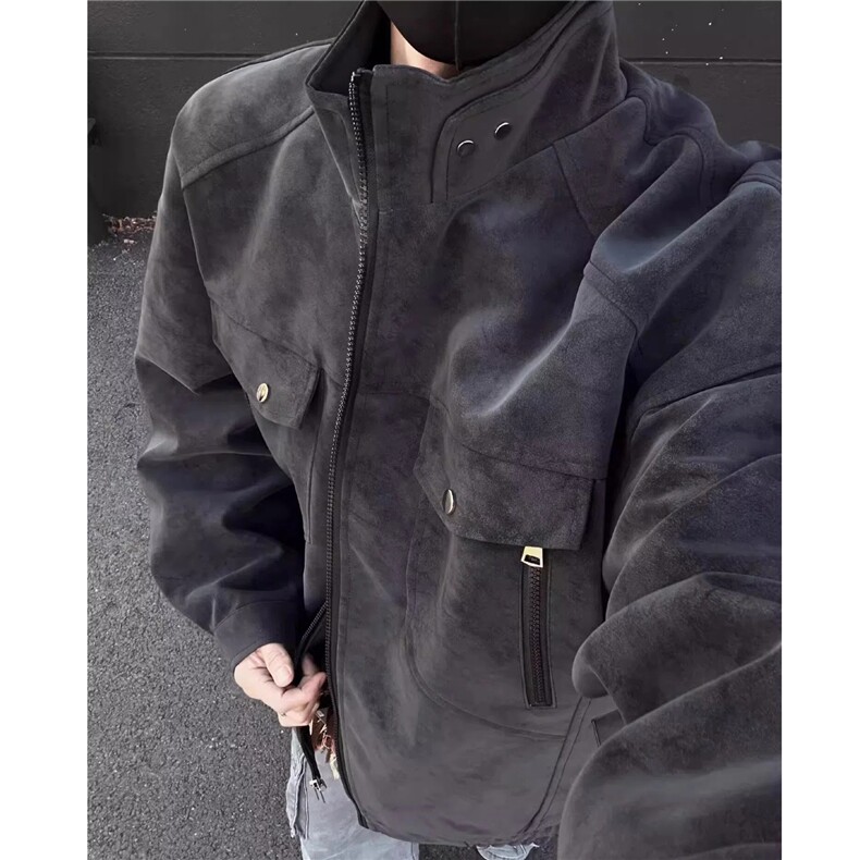 网图春季扎染PU皮衣皮夹克外套男6156T-TP53(树脂双头拉链）M-5XL,男装夹克,星座207