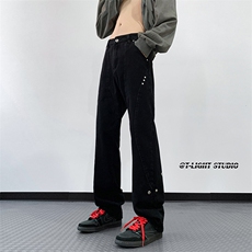 B221美式ins高街暗黑小众个性铆钉小脚牛仔裤LK23142-P65控88，男装牛仔裤，电商B221