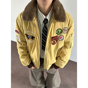 网图有货 翻领户外工装夹克男女贴布刺绣棒球棉服棉衣 A1222-P105图片