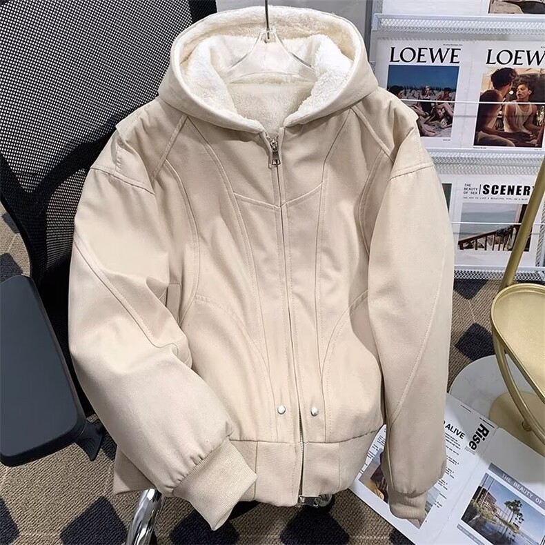 加绒加厚外套男女秋冬季cleanfit重磅帆布夹克棉服连帽棉衣,男装夹克,星座1013