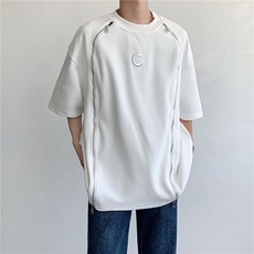 T恤城市风貌标准ins青春流行夏季圆领双重工拉链短袖ZG15P35，男装T恤，星座1116-2