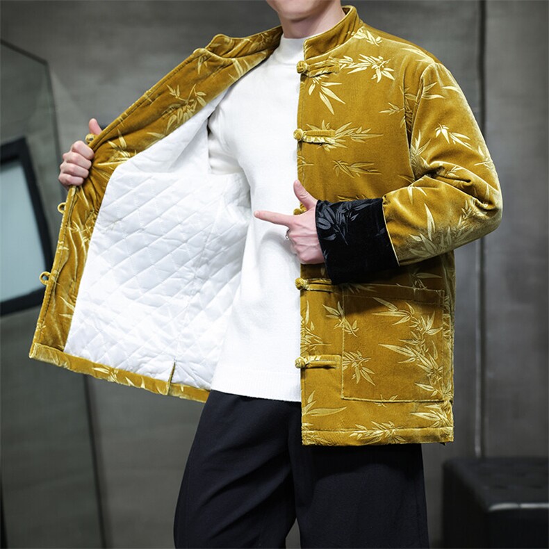 新中式丝绒压花竹叶加棉加厚棉服MY9913-P130控188,男装棉衣,电商A021