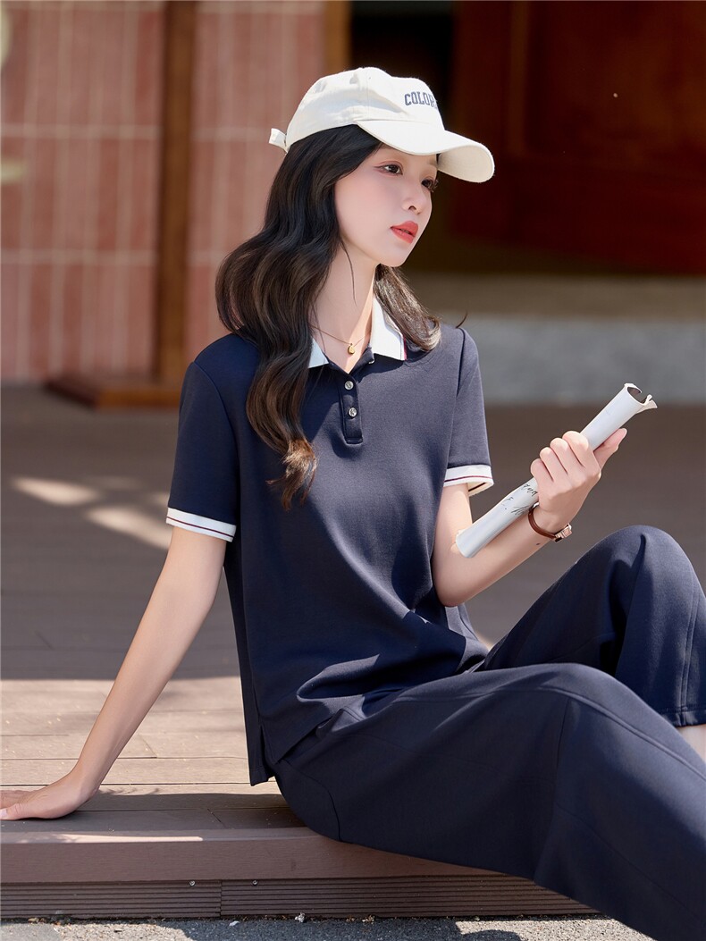 2026夏新款时尚休闲polo衫短袖阔腿裤套装女小个子减龄显瘦两件套,女装套装/套裙,欧米莱