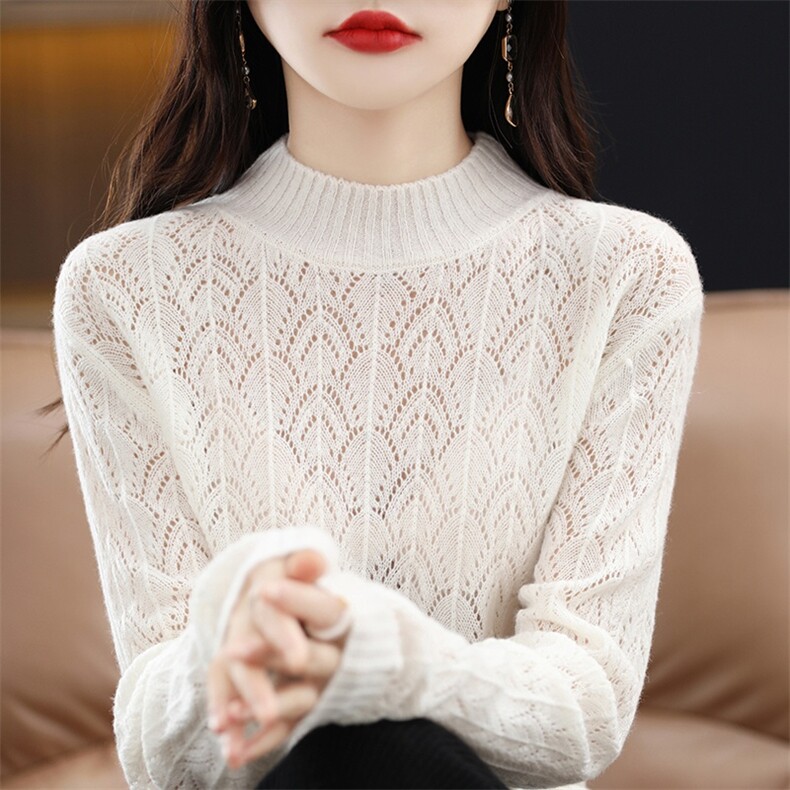 新款秋冬显瘦高级感保暖羊毛衫优雅气质百搭针织衫,女装羊毛衫,亿东羊绒