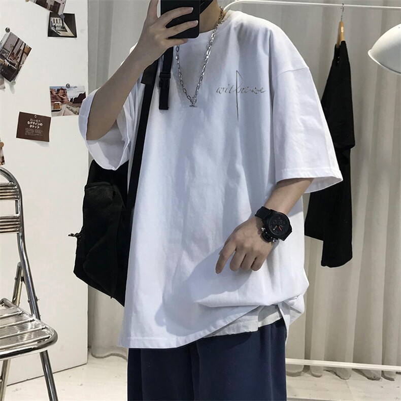 T009常年款男士休闲字母印花T恤衫外套圆领半袖五分袖TEE男女中性，男装T恤，星座115A-3