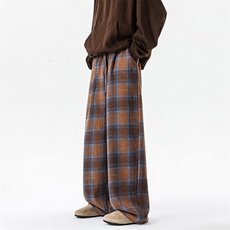 8XL-M美拉德阔腿格子裤宽松休闲长裤大码美式复古直筒裤KZ1932P55，男装休闲裤，电商B238