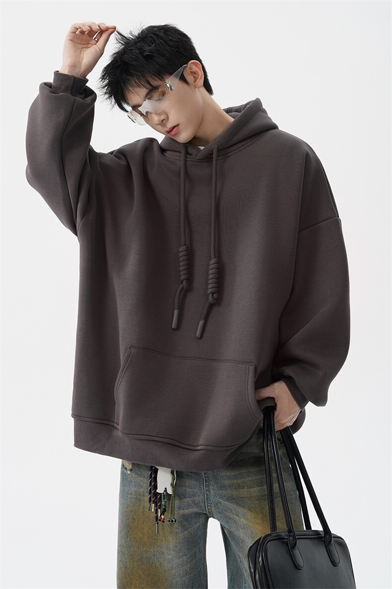 高克重卫衣男连帽卫衣纯色粗绳大帽衫情侣装休闲外套WY19P58,男装卫衣,电商D206-1