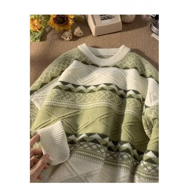 MM282-P50新款慵懒宽松休闲条纹情侣针织衫毛衣外套,男装针织衫/毛衣,星座617A-2