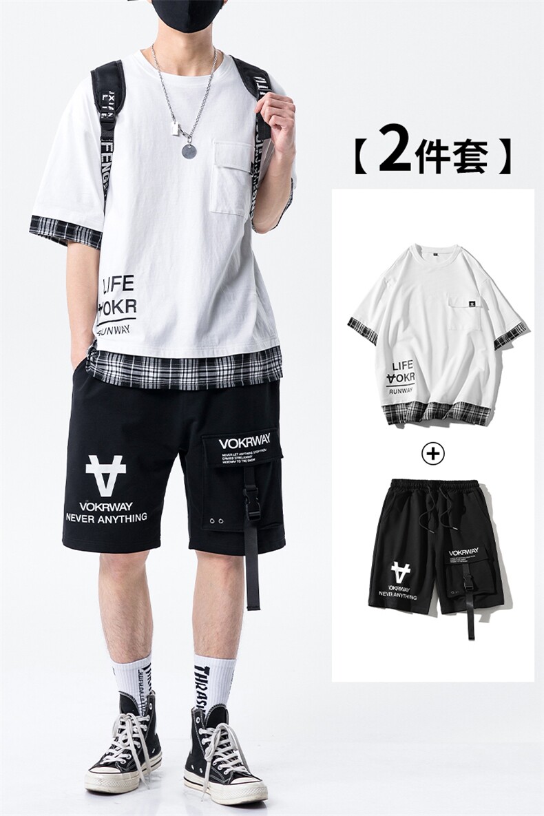 2021夏季短袖套装男士新款潮牌男装t恤DS653T,男装T恤,电商A102