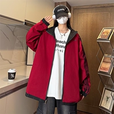 新款春秋外套上衣夹克情侣宽松2024双面男女款防水防风三条杠421，男装夹克，星座506
