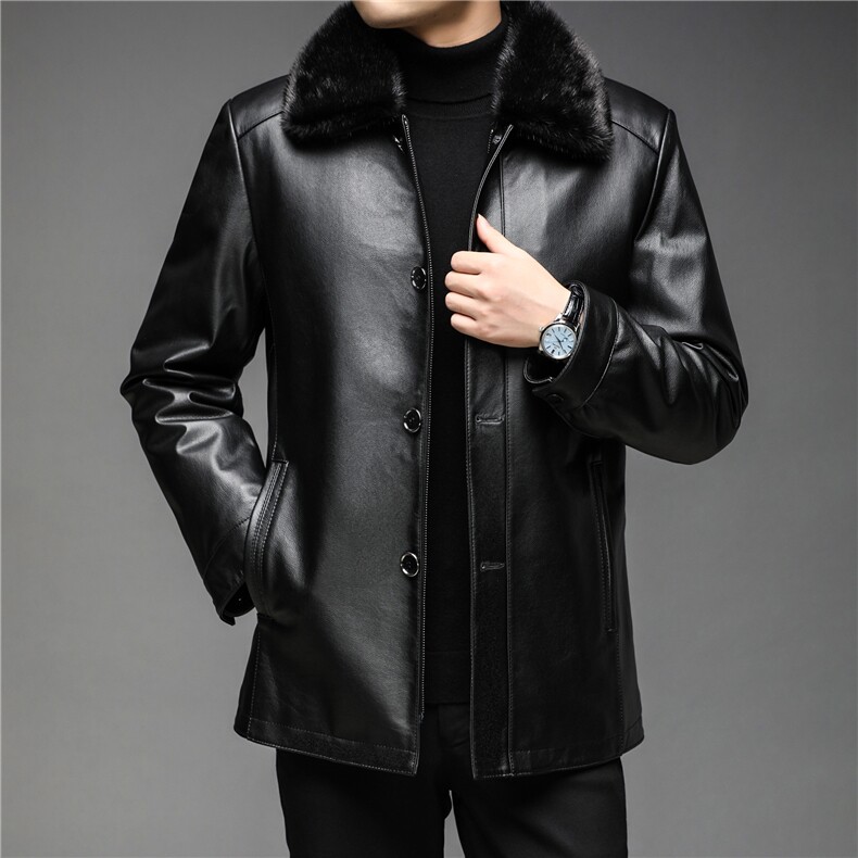 X2268秋冬新款海宁皮派克服男士水貂毛翻领内胆可拆卸P1900,男装皮衣,电商B360