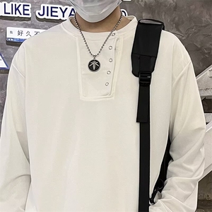 韩简约纯色复古休闲设计感T恤男潮流原宿ins打底衫百搭 TW19图片