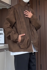 PY9099/P85春装宽松机能风磨砂皮衣皮夹克男休闲百搭痞帅上衣外套，男装夹克，电商A141