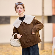现货2025年冬季新款时尚麂皮绒羽绒服，女装羽绒服，悦祺