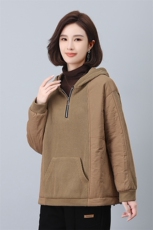 时尚拼接连帽加厚棉衣女冬季新款宽松显瘦保暖外套，女装棉衣/棉服，叶笙衣