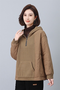时尚拼接连帽加厚棉衣女冬季新款宽松显瘦保暖外套图片