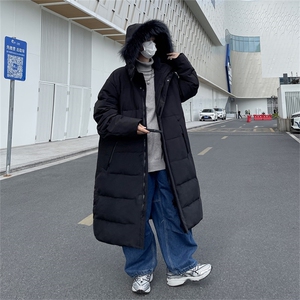 长款连帽保暖长款羽绒服纯色休闲宽松百搭潮流377-p125图片