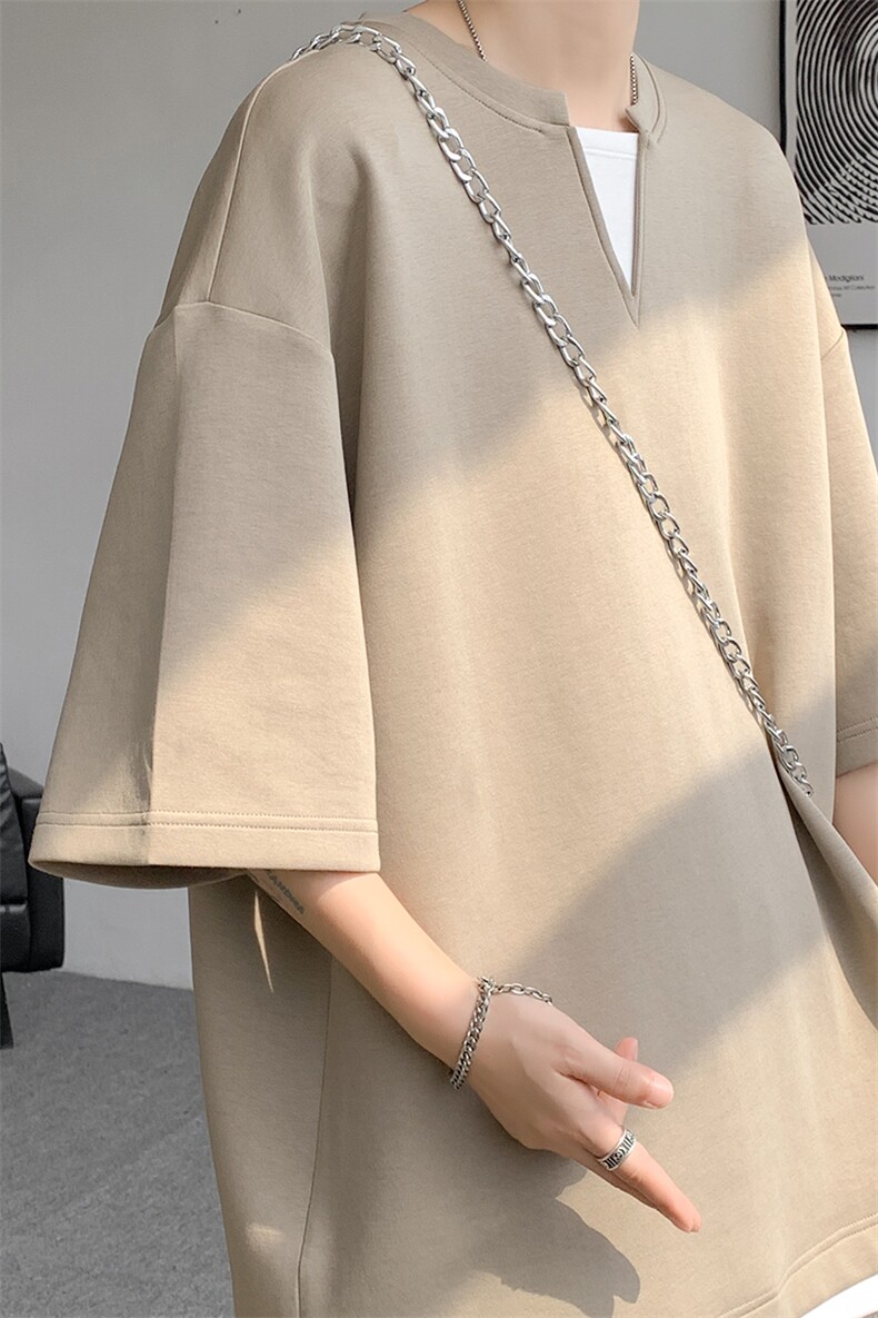 8XL-M特大码短袖男假两件五分袖高品质空气层宽松上衣DX321P35,男装T恤,电商D206-1