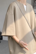 8XL-M特大码短袖男假两件五分袖高品质空气层宽松上衣DX321P35，男装T恤，电商D206-1